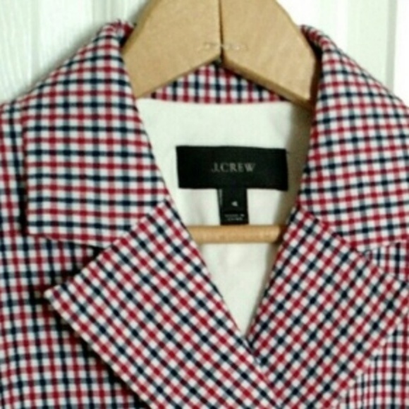 J Crew Double-Breasted Blazer in Red Tattersall 4 - Picture 6 of 8